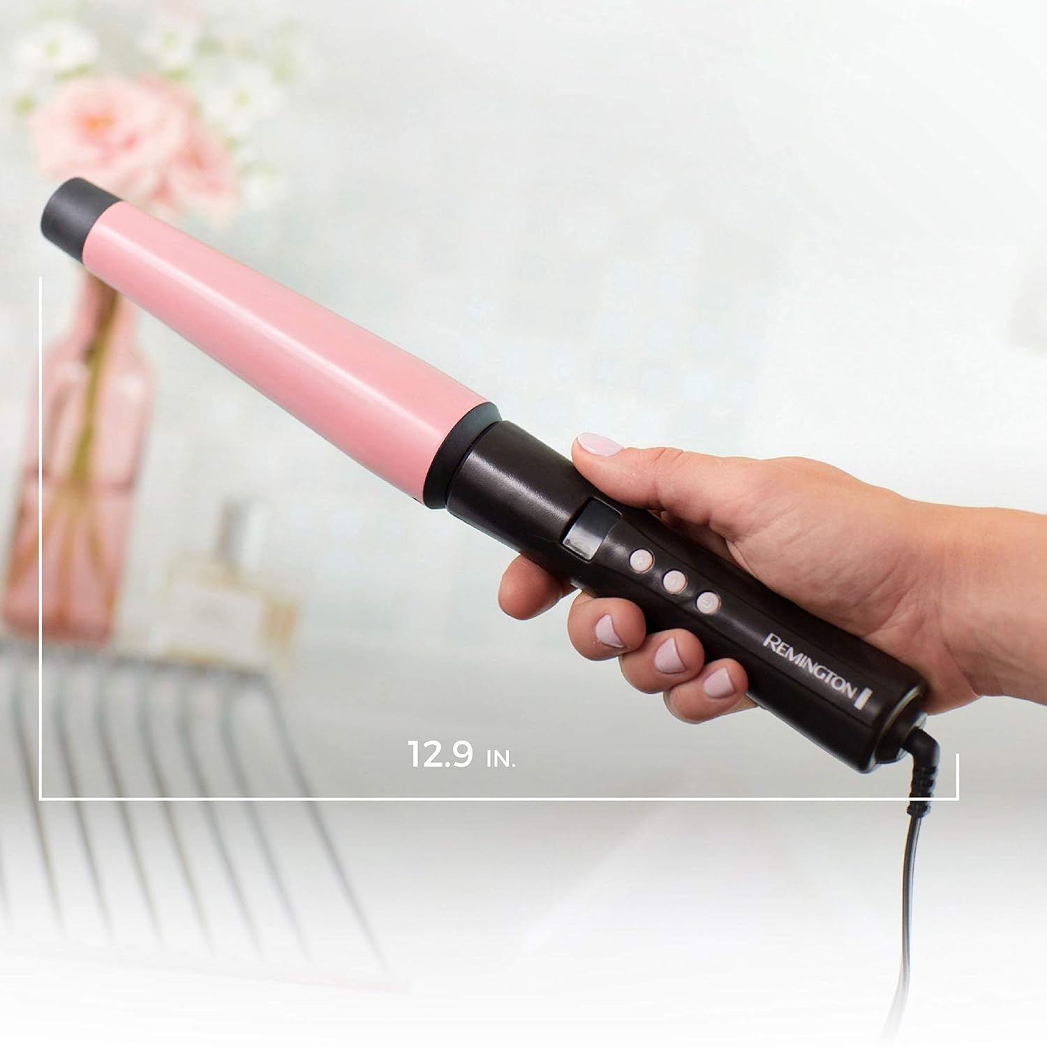 imageRemington CI9538 Pro 115 Pearl Ceramic Conical Curling Wand Digital Controls 10 Heat Settings BlackPink