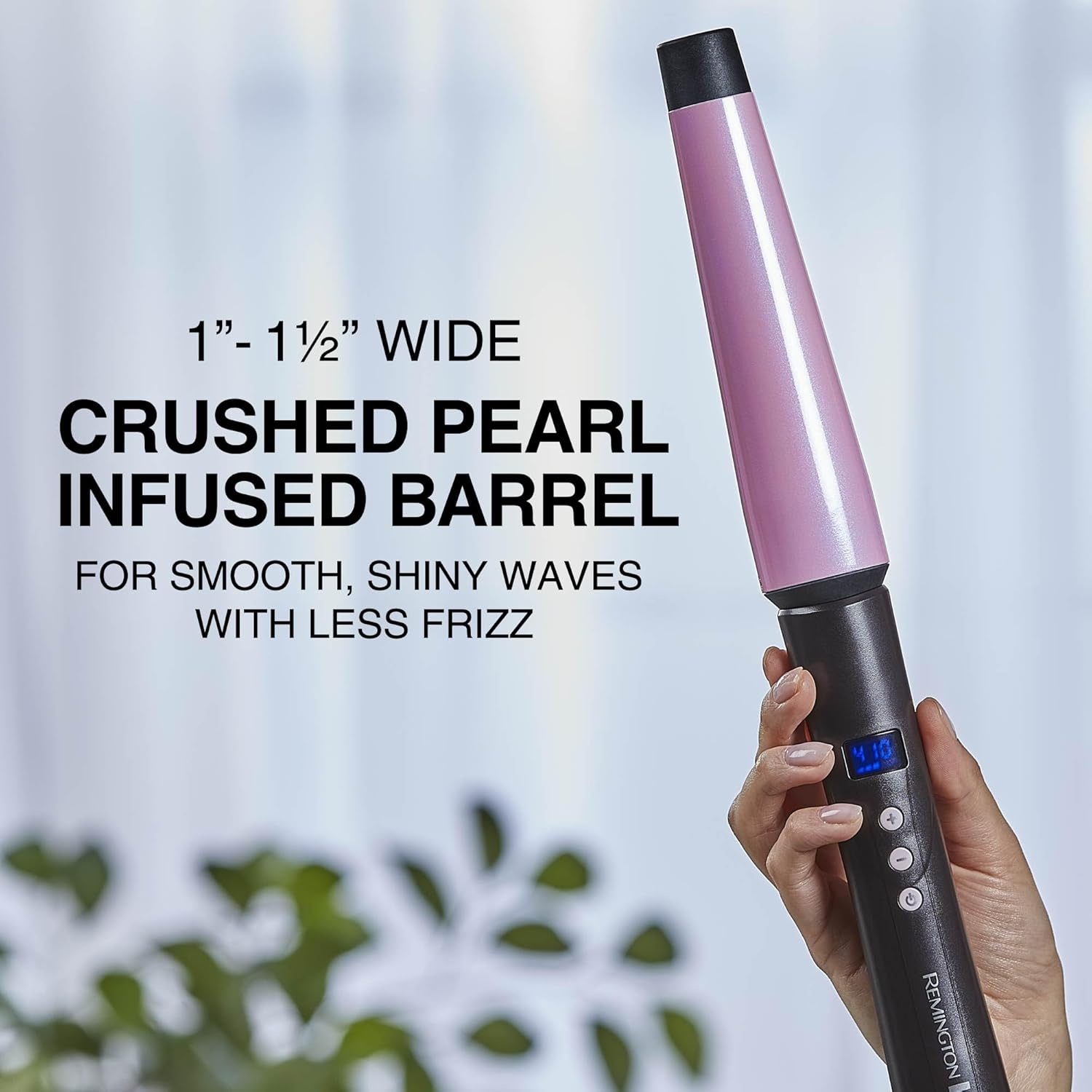 imageRemington CI9538 Pro 115 Pearl Ceramic Conical Curling Wand Digital Controls 10 Heat Settings BlackPink