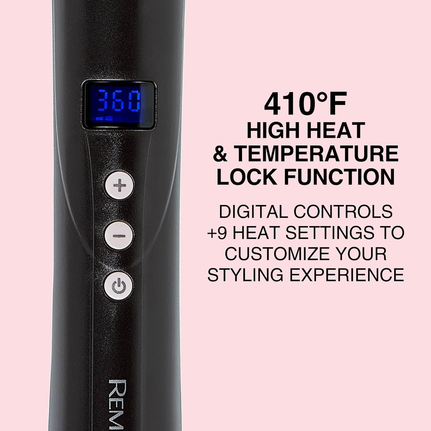imageRemington CI9538 Pro 115 Pearl Ceramic Conical Curling Wand Digital Controls 10 Heat Settings BlackPink