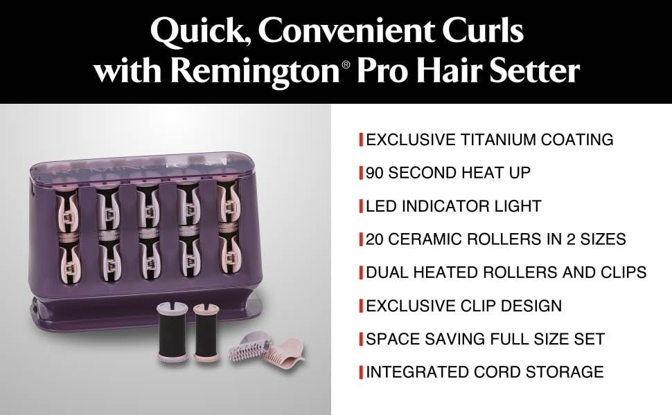 imageRemington Pro Hair Setter Hot Rollers Curlers With Thermaluxe Advanced Thermal Technology20 Count Pack of 1