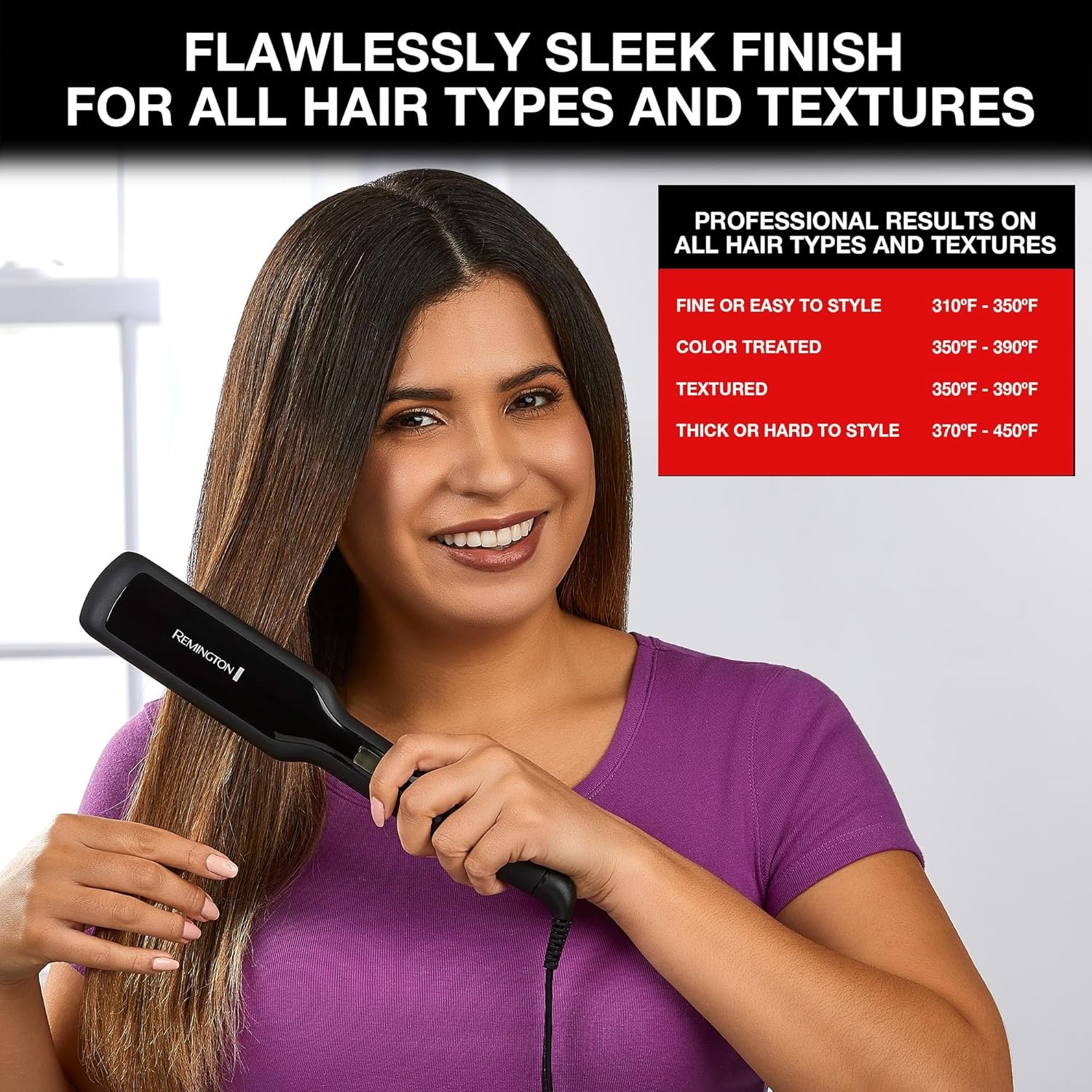 imageRemington 1 34 Flat Iron Hair Straightener with AntiStatic Technology 30Second Heat Up amp 60 Minute Auto Shutoff 30 Longer Ceramic Floating Plates Titanium Ceramic CoatingBlack