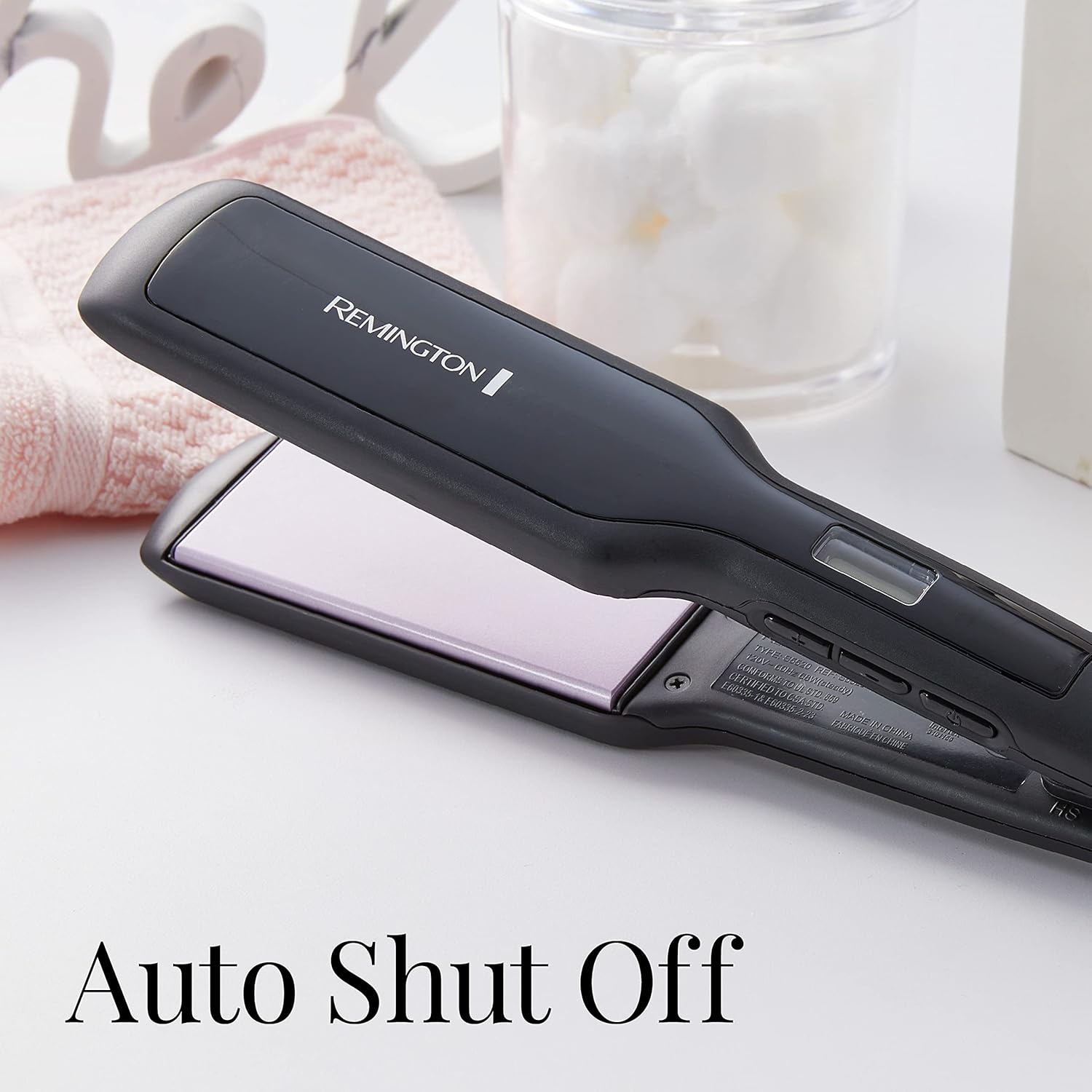 imageRemington 1 34 Flat Iron Hair Straightener with AntiStatic Technology 30Second Heat Up amp 60 Minute Auto Shutoff 30 Longer Ceramic Floating Plates Titanium Ceramic CoatingBlack