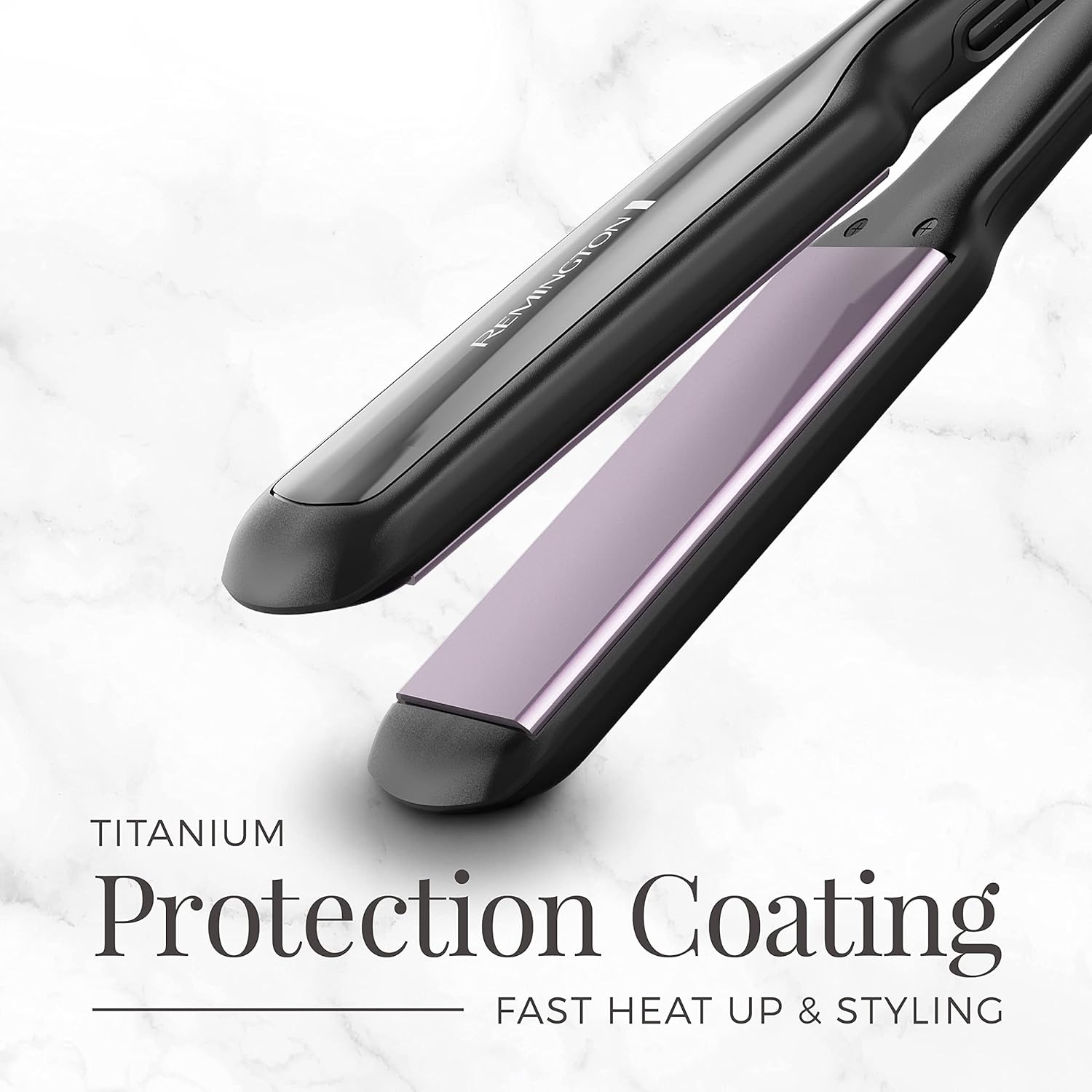 imageRemington 1 34 Flat Iron Hair Straightener with AntiStatic Technology 30Second Heat Up amp 60 Minute Auto Shutoff 30 Longer Ceramic Floating Plates Titanium Ceramic CoatingBlack