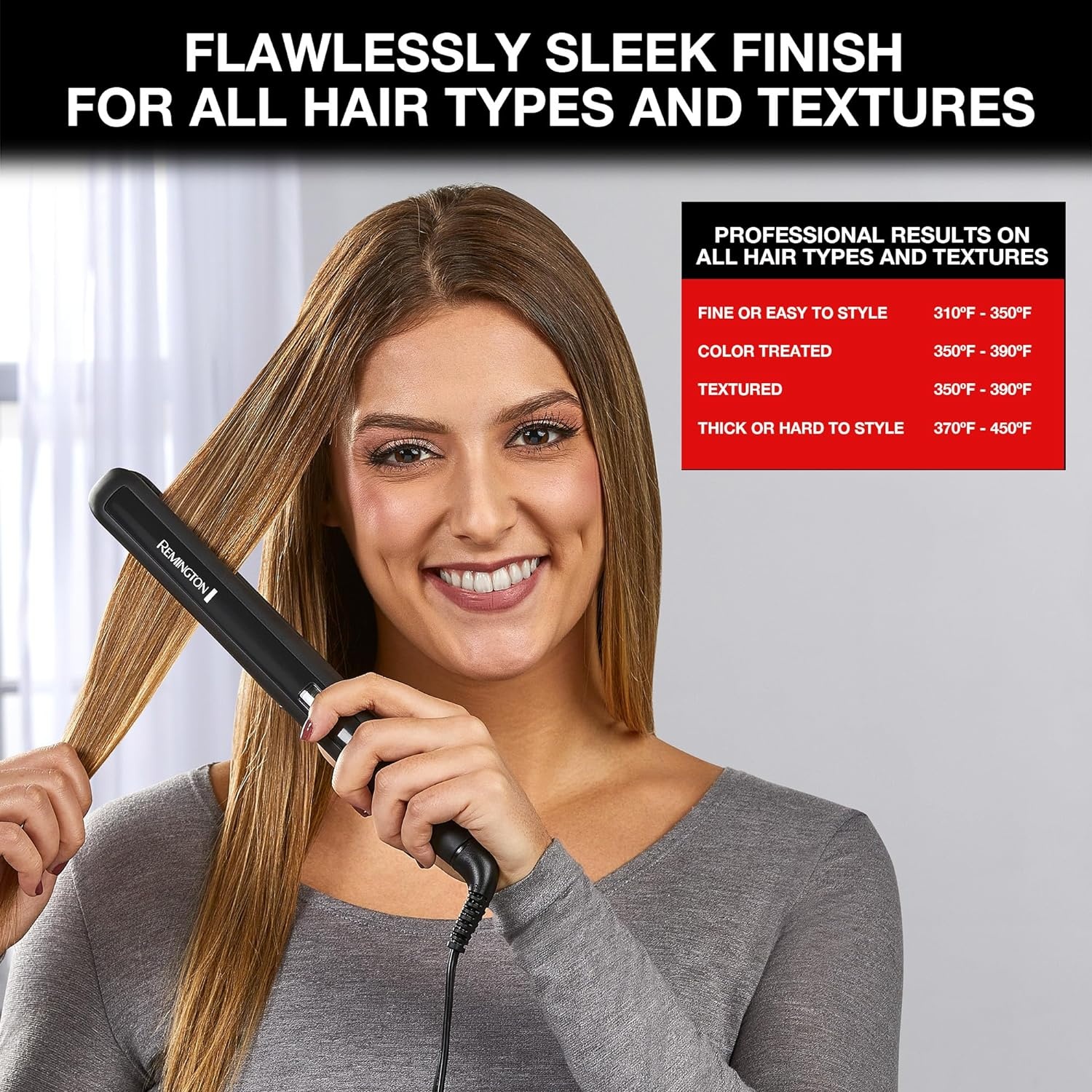 imageRemington 1 34 Flat Iron Hair Straightener with AntiStatic Technology 30Second Heat Up amp 60 Minute Auto Shutoff 30 Longer Ceramic Floating Plates Titanium Ceramic CoatingBlack