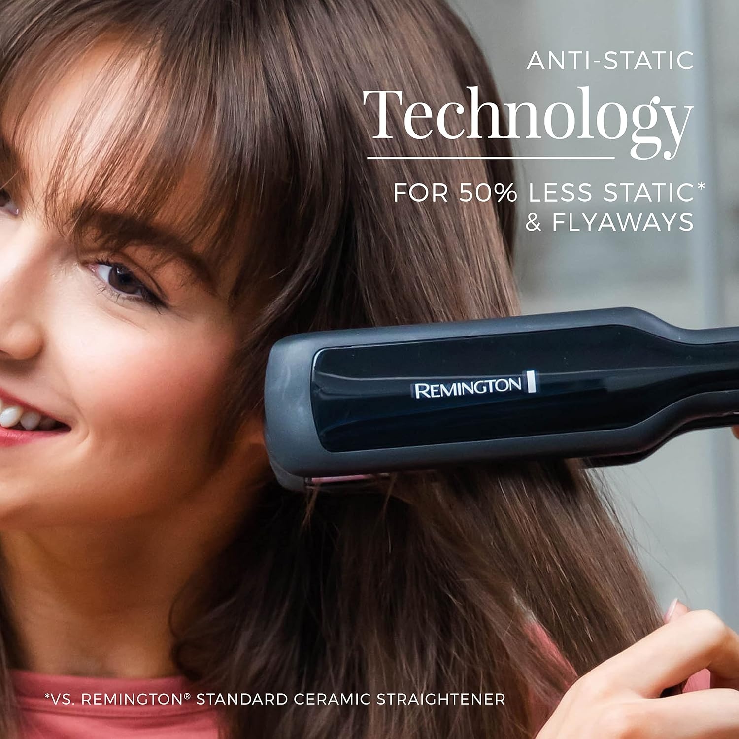 imageRemington 1 34 Flat Iron Hair Straightener with AntiStatic Technology 30Second Heat Up amp 60 Minute Auto Shutoff 30 Longer Ceramic Floating Plates Titanium Ceramic CoatingBlack