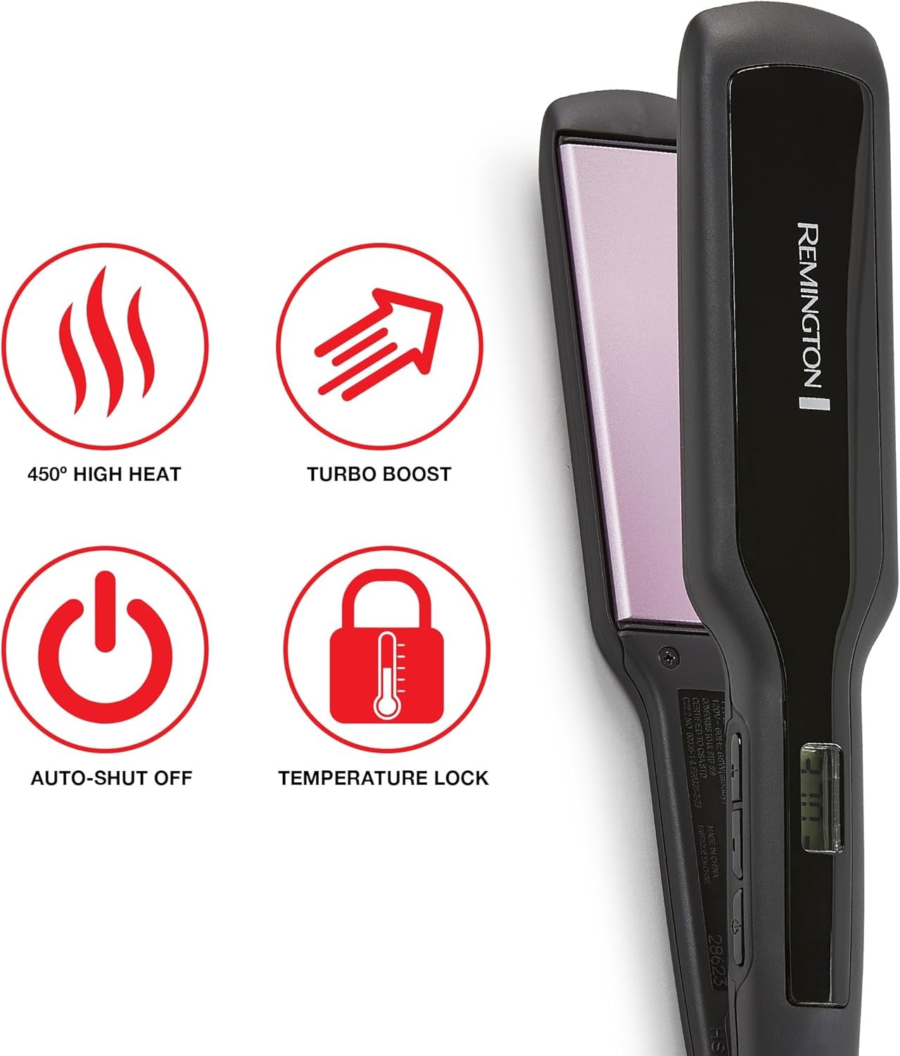 imageRemington 1 34 Flat Iron Hair Straightener with AntiStatic Technology 30Second Heat Up amp 60 Minute Auto Shutoff 30 Longer Ceramic Floating Plates Titanium Ceramic CoatingBlack