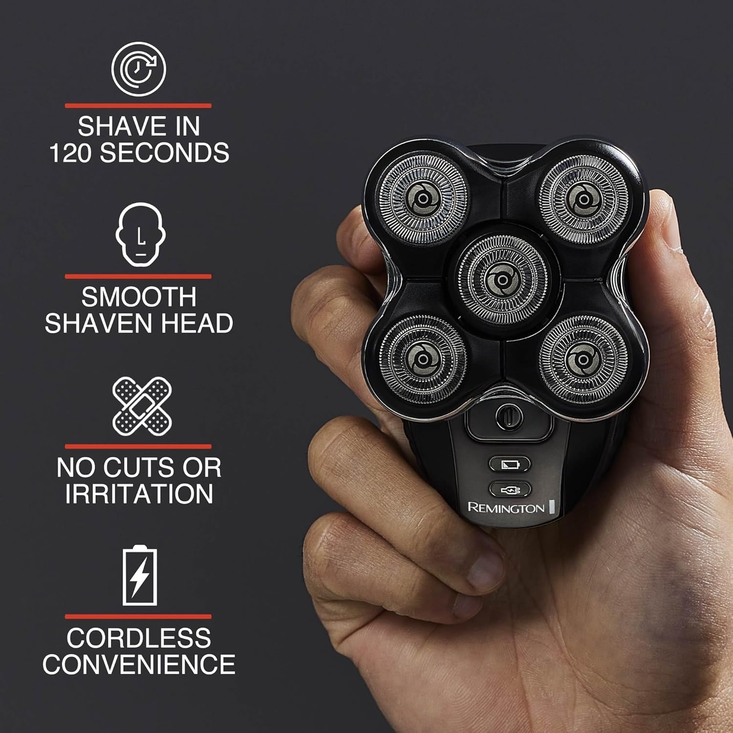 imageRemington Balder Deluxe XR7100 Head Rotary Shaver with Titanium Blades amp Storage Pouch for Bald Men WetDry Shaving with 5 Dual Track Flexing Heads and PopUp Trimmer1 Count Pack of 2