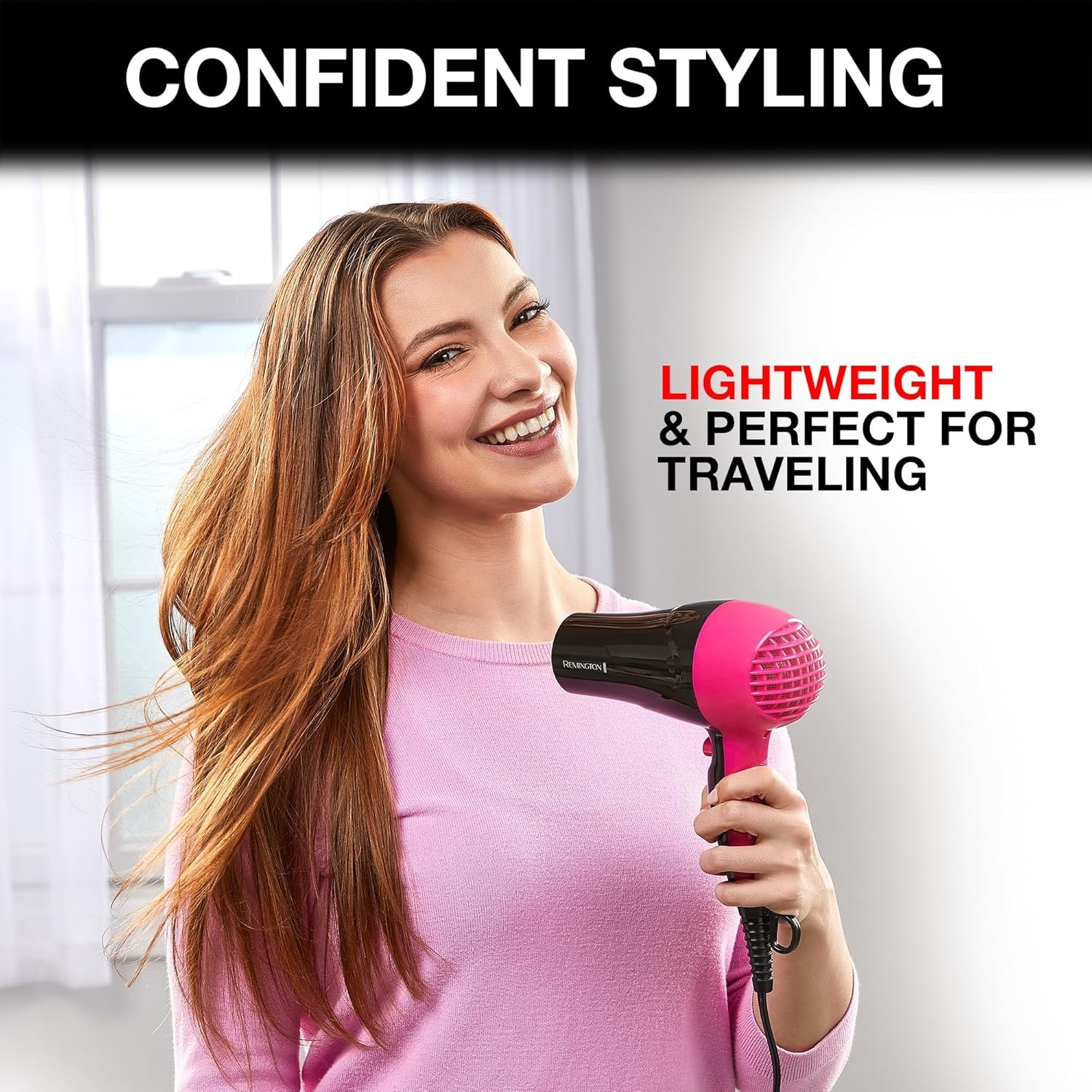 imageRemington Compact Styler Small amp Portable Hair Dryer Ceramic Blow Dryer with 2 HeatSpeed Settings amp Cool Shot Button for Smooth Finish Travel Size Lightweight Handheld Dryer 1875W1 Count Pack of 2
