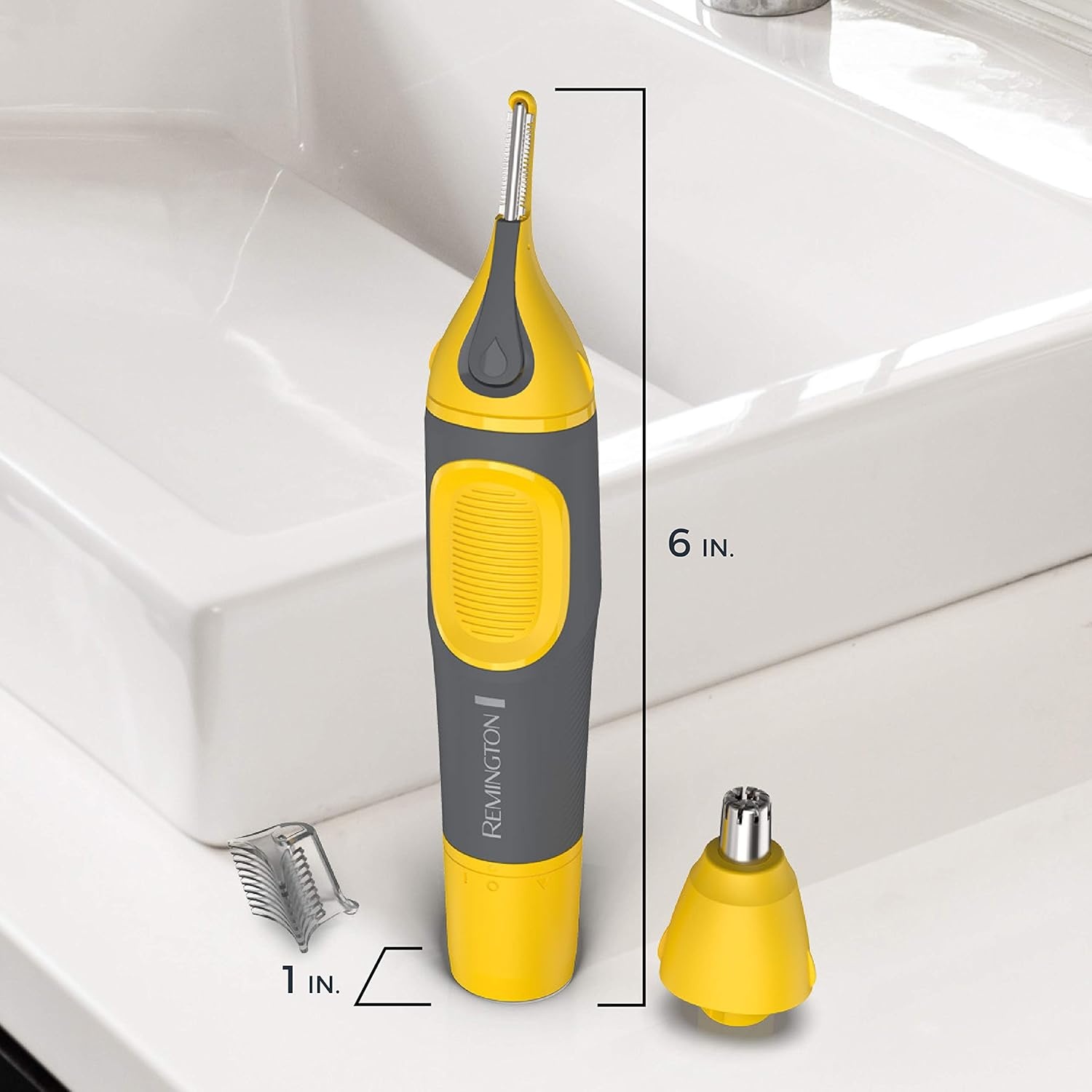 imageRemington Remington Virtually Indestructible Nose Ear amp Brow Trimmer Yellow NE38711 Count Pack of 1