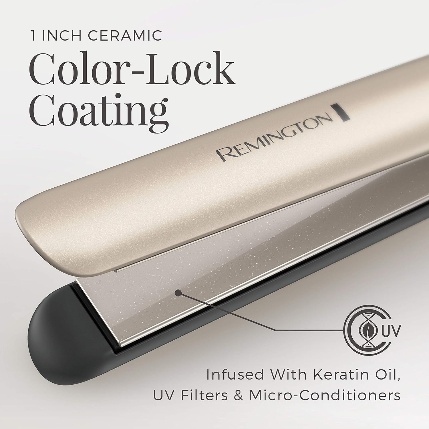 imageRemington S8A900 Pro 1 Flat Iron with Color Care Heat Control Sensing Technology and Ceramic ColorLock Coated Plates Straighten Color Treated Hair While Protecting from Damage and FadingGold