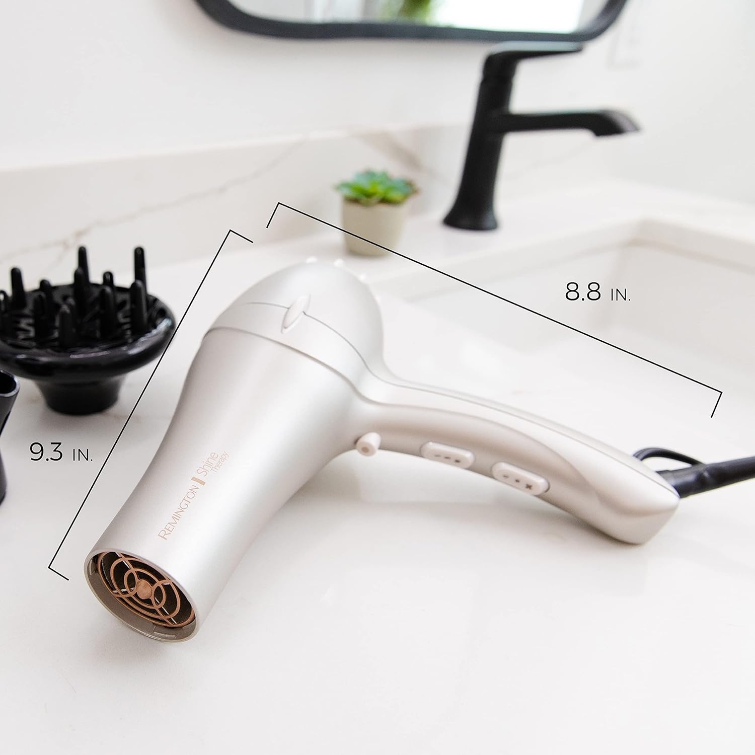 imageRemington Shine Therapy Hair Dryer with Argan Oil amp Keratin 1875W Ionic Blow Dryer for Frizz Control amp Smooth Shine Ceramic Technology Lightweight Hair Dryer with Diffuser amp ConcentratorChampagne