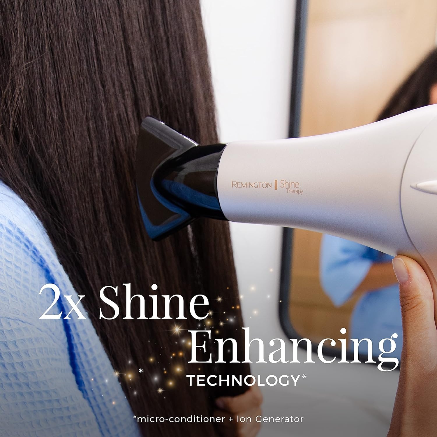 imageRemington Shine Therapy Hair Dryer with Argan Oil amp Keratin 1875W Ionic Blow Dryer for Frizz Control amp Smooth Shine Ceramic Technology Lightweight Hair Dryer with Diffuser amp ConcentratorChampagne