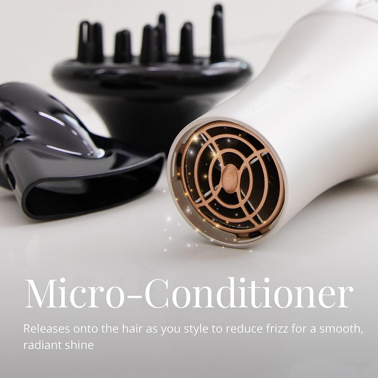 imageRemington Shine Therapy Hair Dryer with Argan Oil amp Keratin 1875W Ionic Blow Dryer for Frizz Control amp Smooth Shine Ceramic Technology Lightweight Hair Dryer with Diffuser amp ConcentratorChampagne