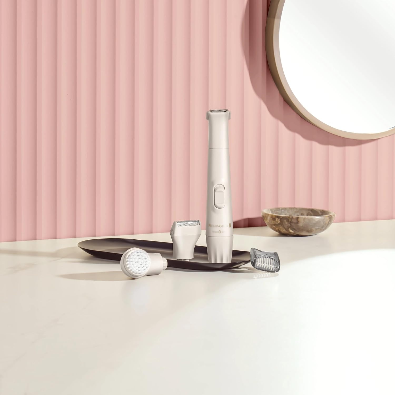 imageRemington Smooth amp Silky Body amp Bikini Kit Cordless bikini trimmer and shaver for women Waterproof for grooming in the shower WhitePinkBeige