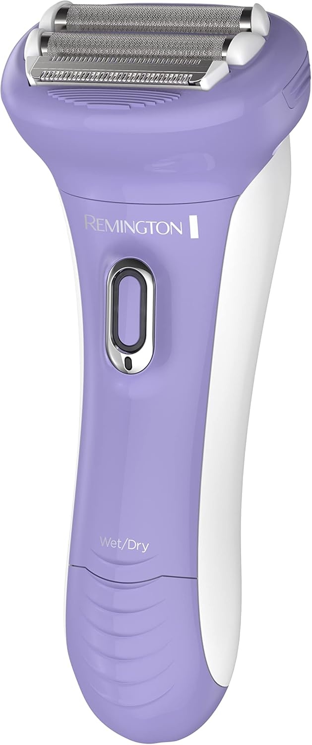 imageRemington Smooth amp Silky Electric Shaver for Women 4Blade Smooth Glide Foil Shaver and Bikini Trimmer with Almond Oil Strip Shave Wet or DryPurple