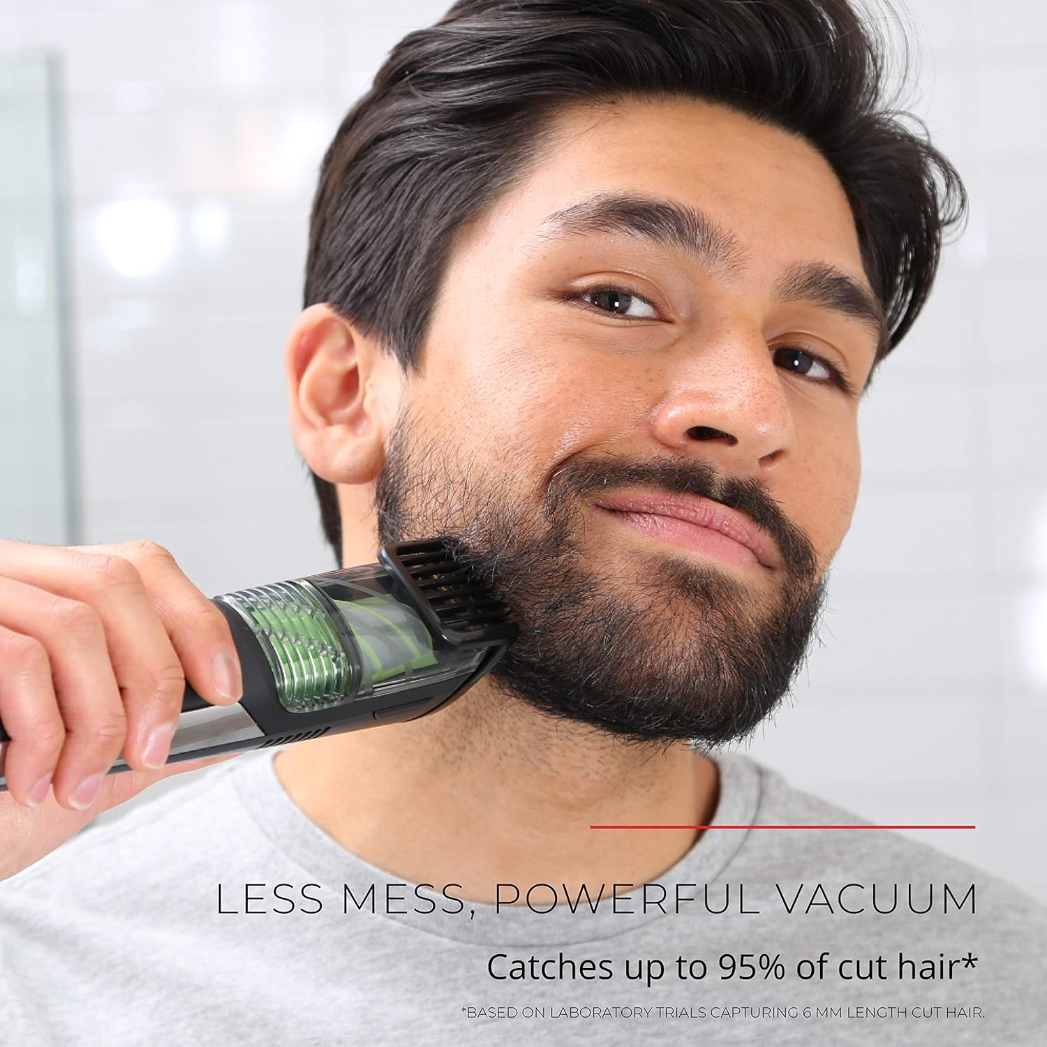 imageRemington Vacuum Beard Trimmer13 Length and Style Settings with Adjustable Length Comb 218mmVacuum Trimmer for Beard Mustache and Stubble Rechargeable Lithium Power Washable Removable BladesBlackGreen