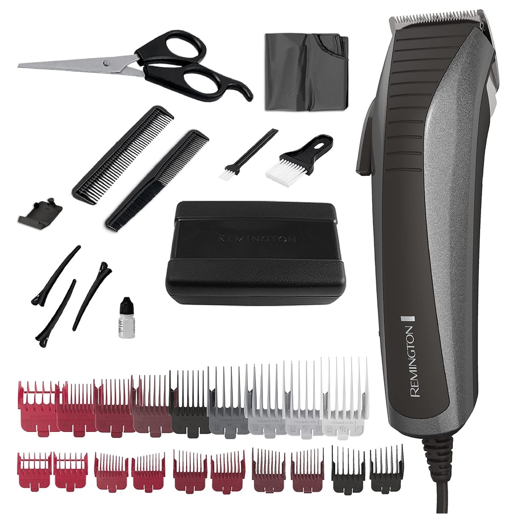 imageRemington Easy Fade Haircut Kit Hair Clippers for Men Tapered and Standard Fixed Combs Travel Case Included BlackBlack