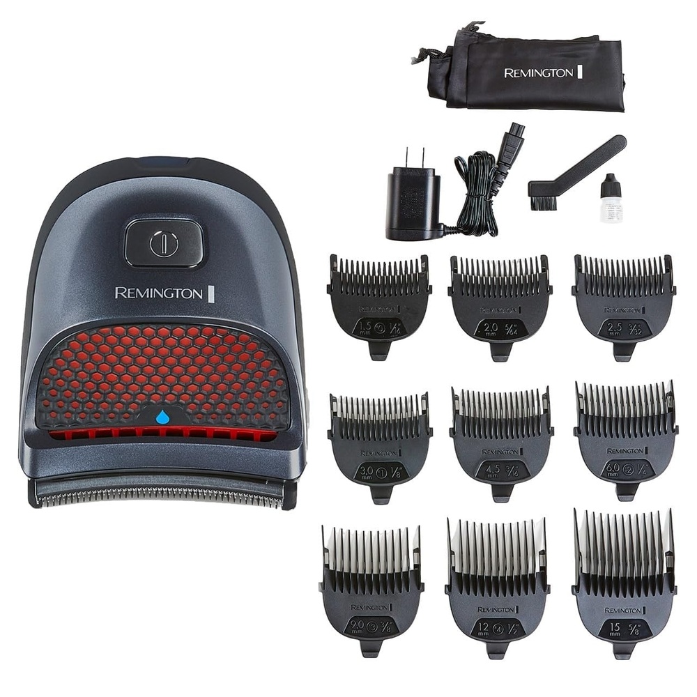 imageRemington Shortcut Pro SelfHaircut Trimmer Kit Waterproof Cordless Electric Razor for Head Beard and Body Curved Blades and 9 Trimmer Lengths Head Shaver 5Minute QuickCharge 14Piece Set
