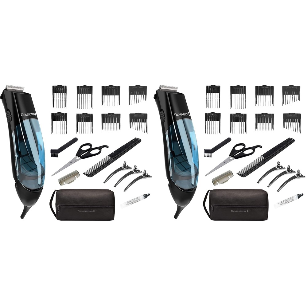 imageRemington Vacuum Hair Clippers for Men MessFree Haircut amp Beard Trimmer Kit with Hair Collection Chamber Dual Motor Power 18Piece Grooming Set18 Piece Set Pack of 2