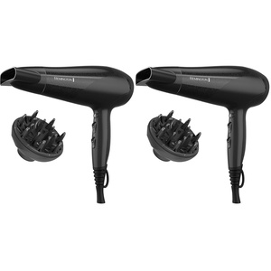 Remington Damage Protection Hair Dryer with Ceramic Ionic Tourmaline Technology, Black, Diffuser and Concentrator, 3 Piece Set(Black)