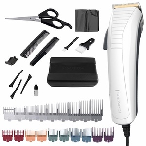 Remington® Easy Fade Haircut Kit, Hair Clippers for Men, Tapered and Standard Fixed Combs, Travel Case Included, Black(White)