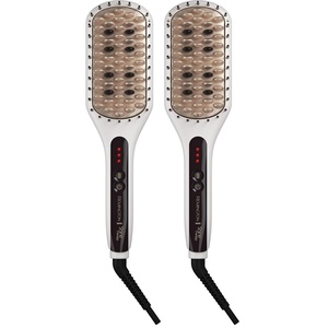 Remington Shine Therapy Hair Straightener Thermal Brush – Ceramic Infusion Technology, Argan Oil & Keratin Infused, One Pass Hair Straightener Brush with 7 Precision Heat Settings, Cool Tip Bristles(1 Count (Pack of 2))